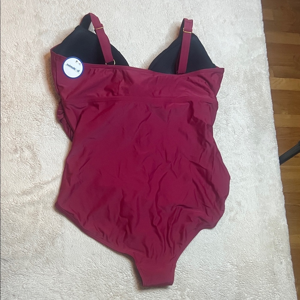 NWT Swimsuits For All Burgundy One Piece Swimsuit - Picture 7 of 12